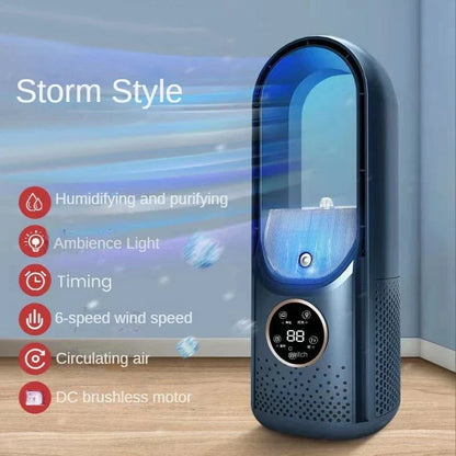 Portable USB Leafless Air Cooler – Quiet 6-Speed Electric Fan with Timer & Humidifier | Brehn
