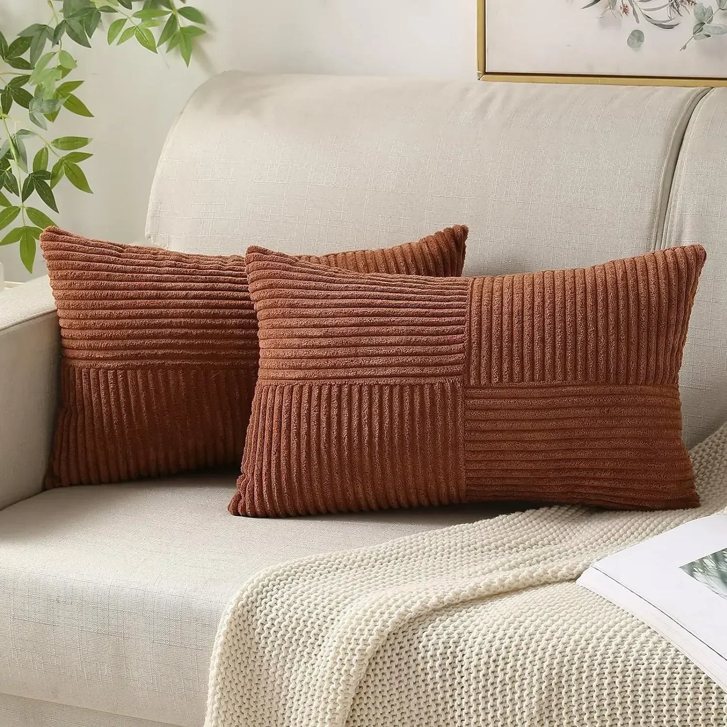 BowLift | VelvetAura Cushion Cover - Stylish Striped Cushion Covers in Luxury Corduroy Set