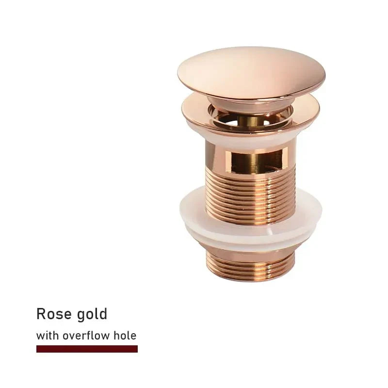 Drain Screw with Push-Down Pop-Up – Brass | 11 Colors | With or Without Overflow Skanto