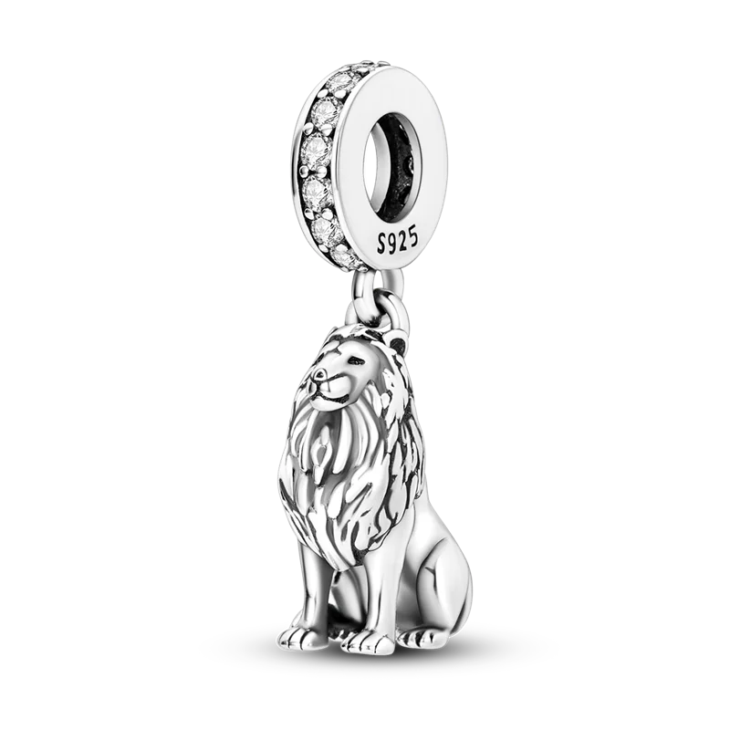 Skanto | 925 Silver Golden Leopard Charm Beads Colorful Chameleon Rhinoceros Lion Scarab Cat Pendant Compatible with Original Pandora Bracelet Jewelry