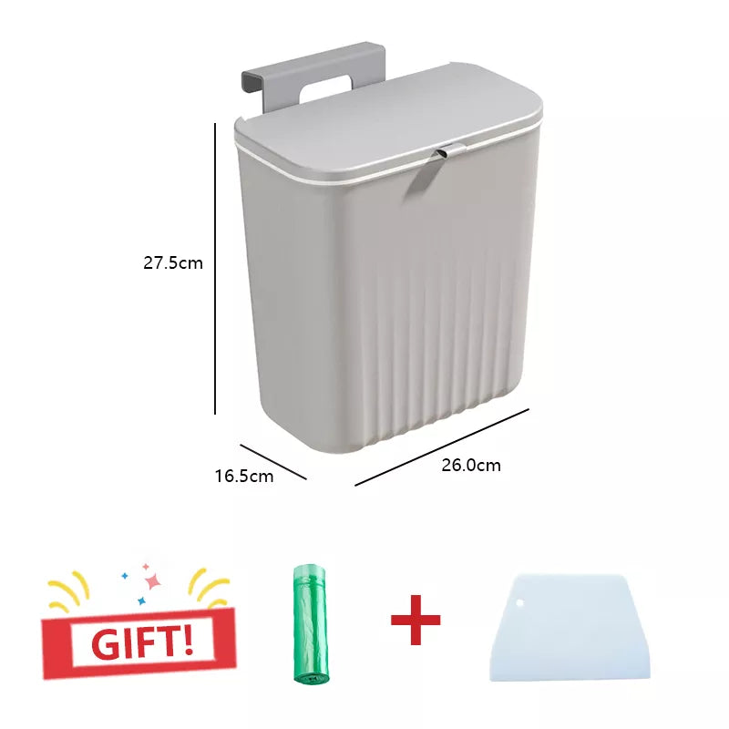 Skanto Skanto | JYPS 7/9L Large Capacity Hanging Trash Can - Wall Mounted Kitchen Recycling Bin with Lid, Ideal for Bathroom and Kitchen Use