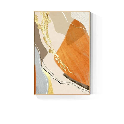 Earth Tones Nordic Abstract Geometric Wall Art Fine Art Canvas Print Green Brown Beige Orange Pictures For Living Room Dining Room Decor | Skanto