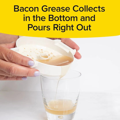 BowLift | Microwave Bacon Cooker | Grease-Draining Rack & Splatter Dome | BPA-Free Dishwasher Safe