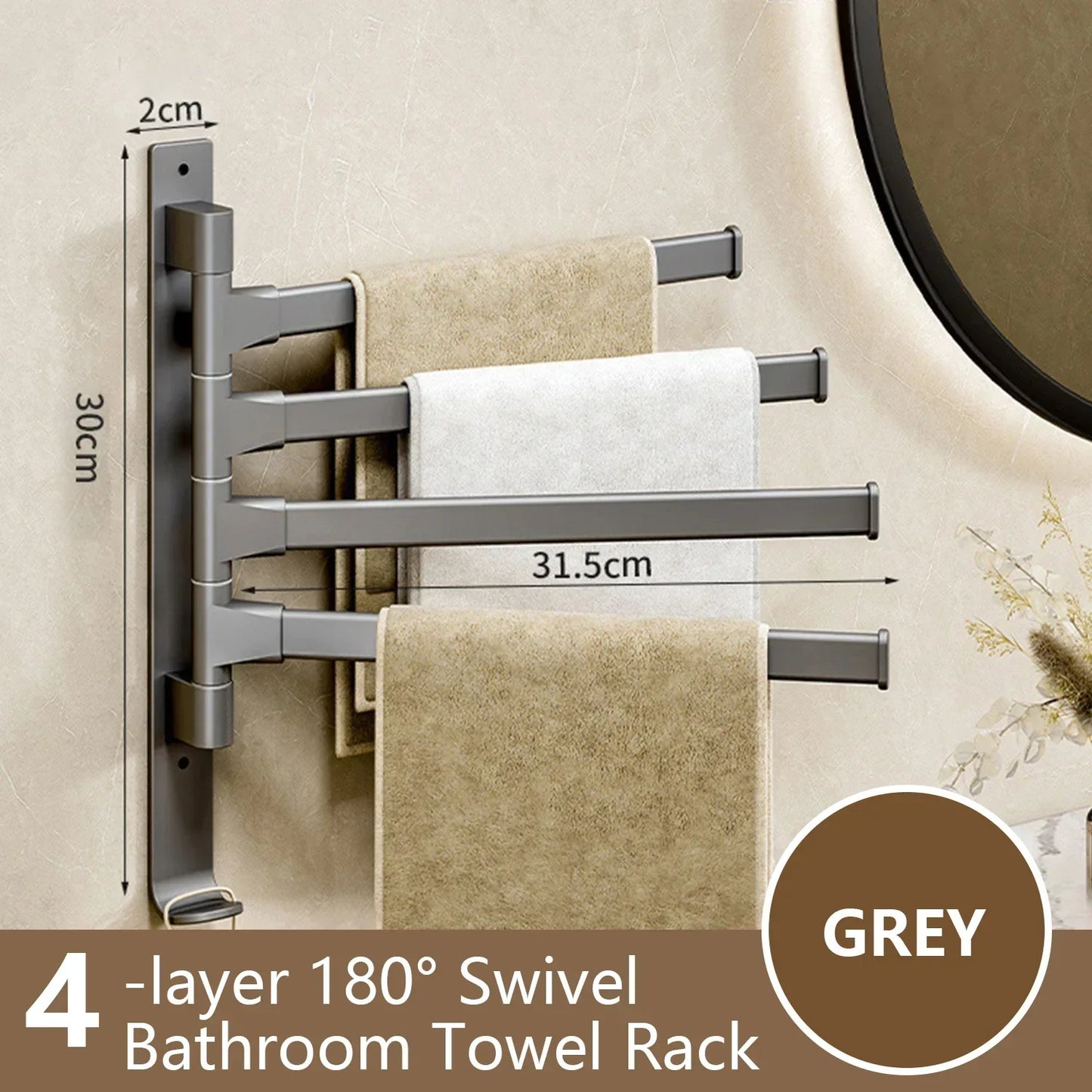 Skanto | Rotbart Towel Bar Rotbart Towel Rack Space Aluminum 1/2/3/4/5-Bar Towel Holder Kitchen Shelf Kitchen Hanging Shelf Wall Mounted