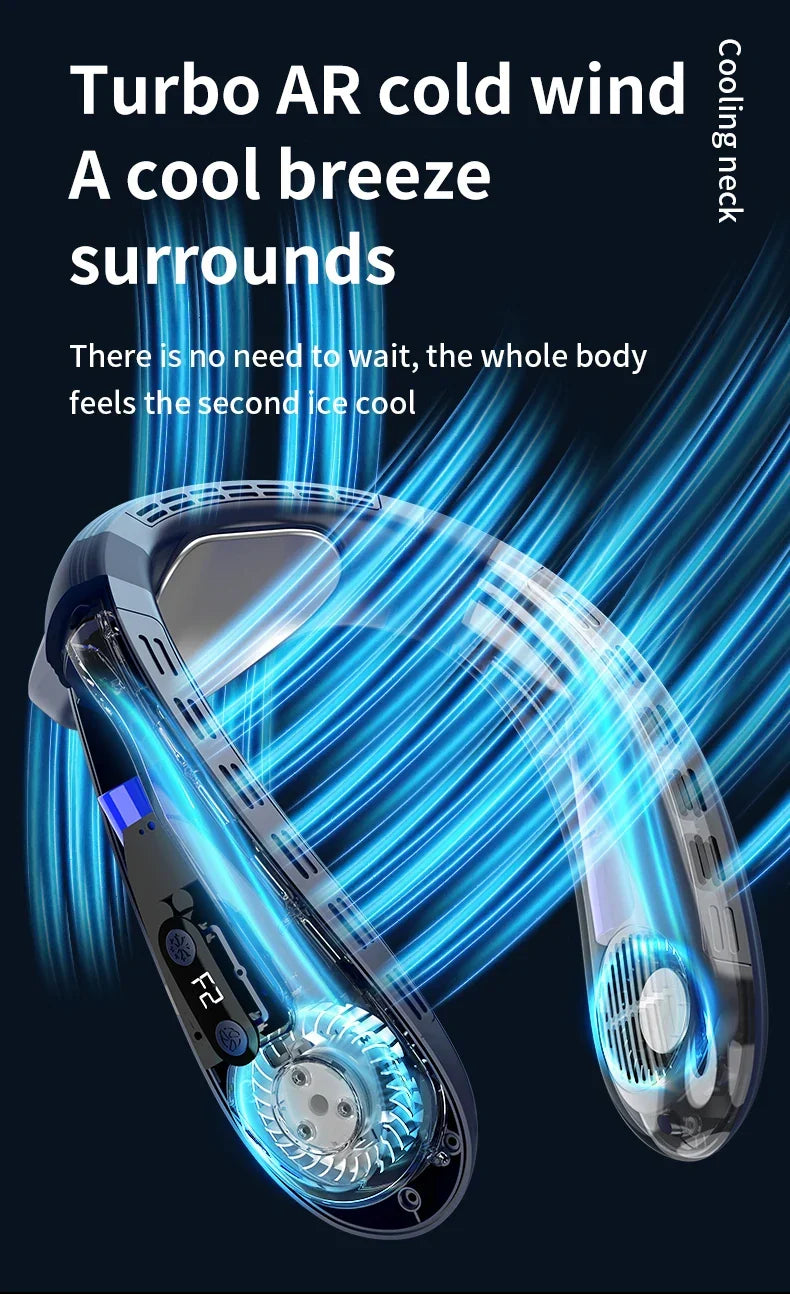 Portable Neck Fan 5200mAh – Rechargeable Portable Semiconductor Cooling Fan, Personal Portable Neck Air Conditioner | Karnz