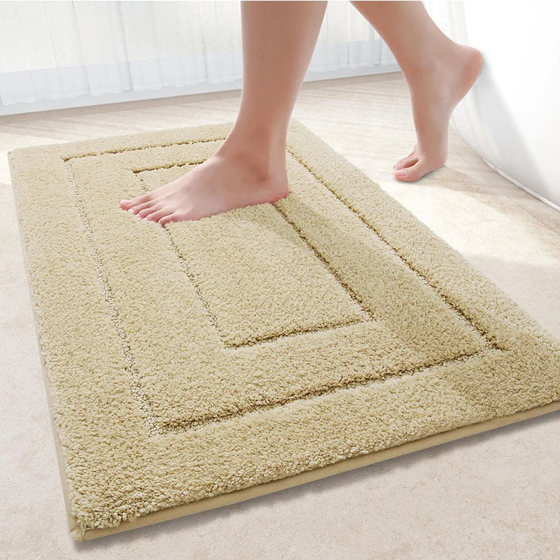 Bathroom Mat Microfiber Non-Slip – Double Layer Bath Mat | Highly Absorbent & Soft | Comfort Doormat | Bowlift