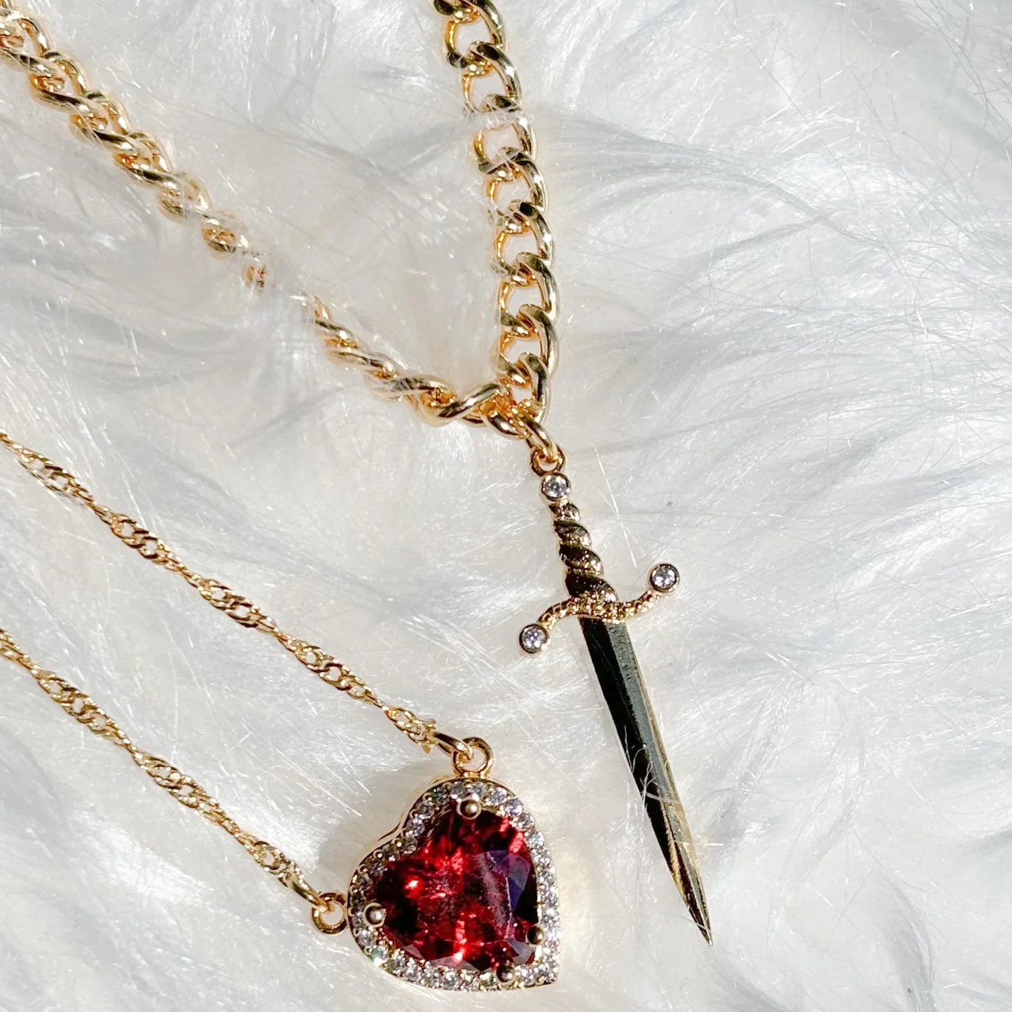 Skanto | Heart and Sword Couple Necklaces