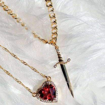 Skanto | Heart and Sword Couple Necklaces