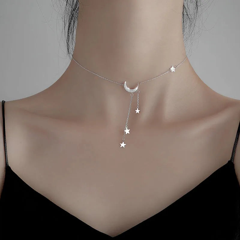 BowLift | Crescent Moon Dangling Star Necklace