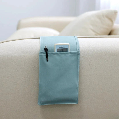 BowLift | Restivo Bed Organizer made of cotton linen | Hanging storage with pockets | For remote controls, books & accessories – approx. 30×20×10 cm