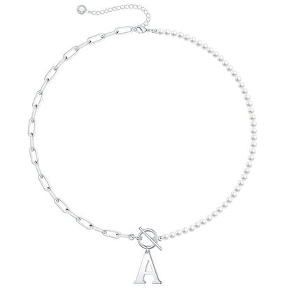 BowLift | Pearl & Paperclip Chain Letter Initial Necklace
