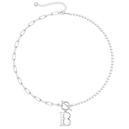 BowLift | Pearl & Paperclip Chain Letter Initial Necklace