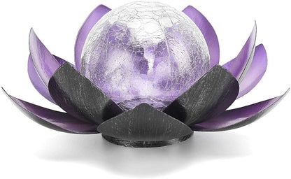 Solar Lotus Crackle Garden Light