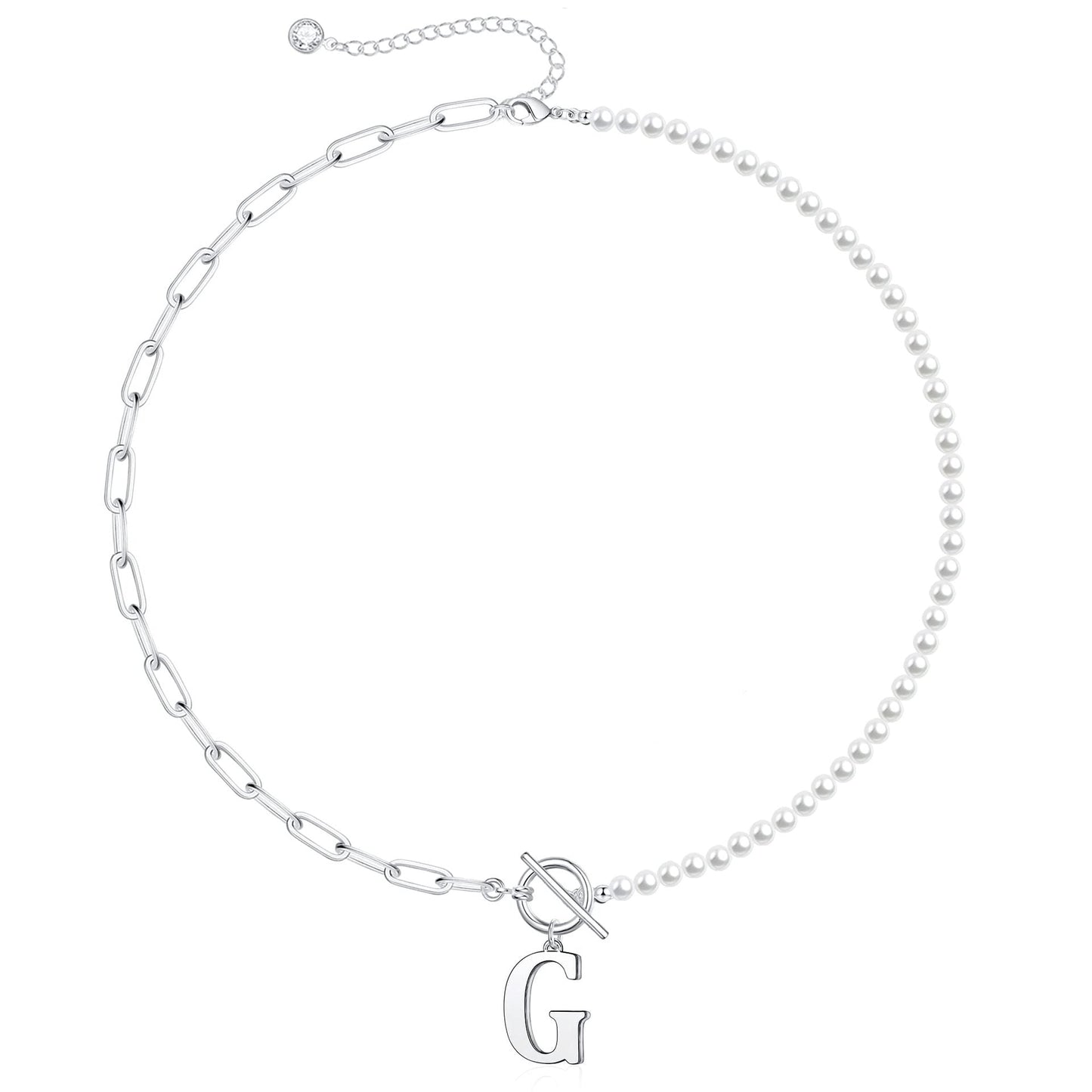 BowLift | Pearl & Paperclip Chain Letter Initial Necklace