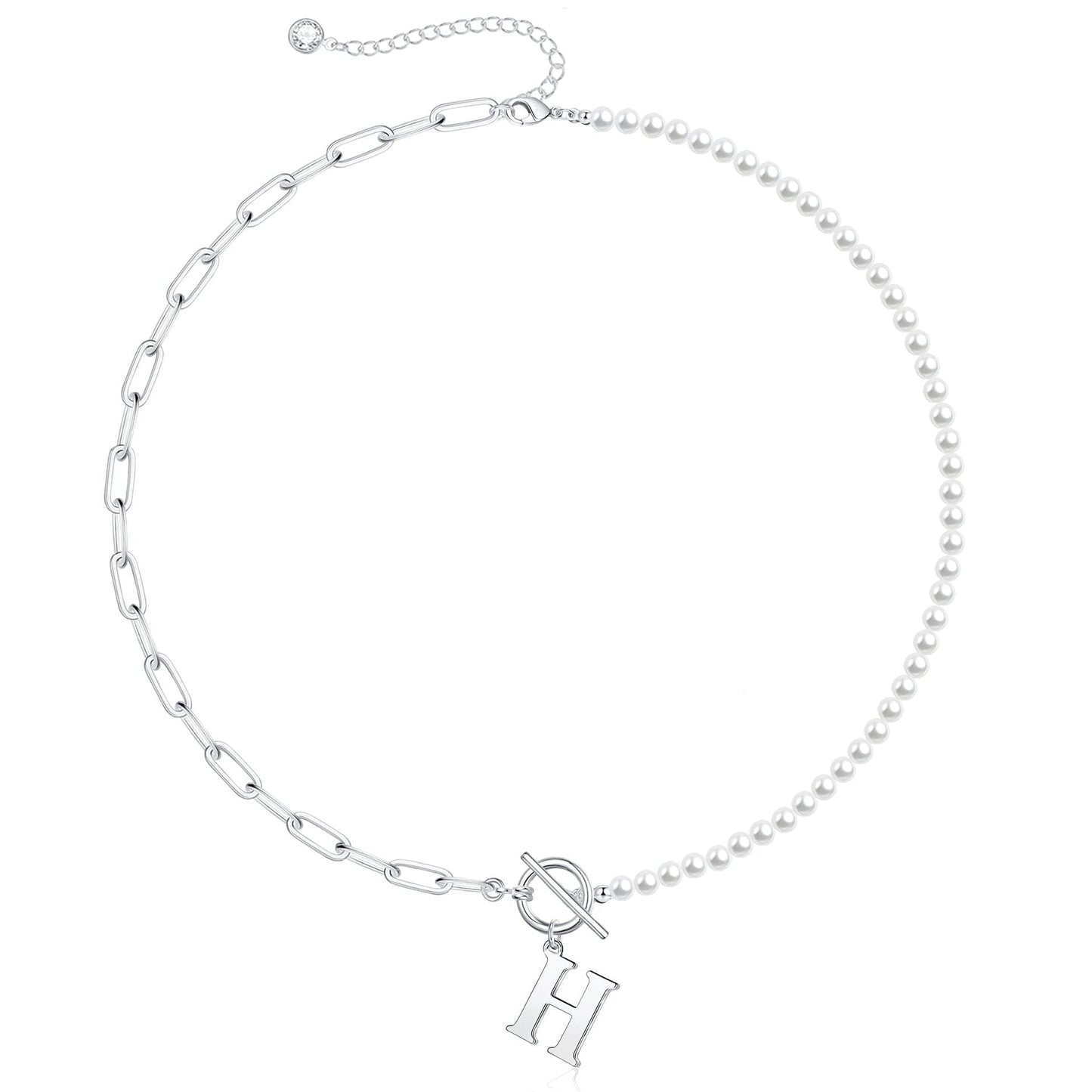 BowLift | Pearl & Paperclip Chain Letter Initial Necklace