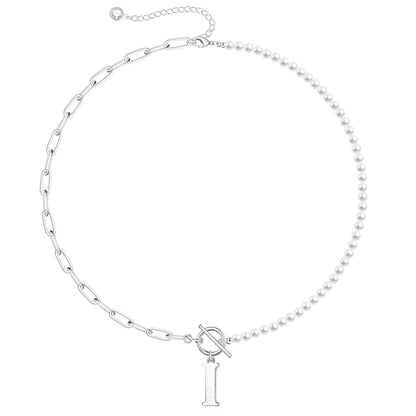 BowLift | Pearl & Paperclip Chain Letter Initial Necklace
