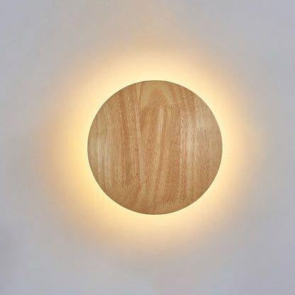 Skanto | Modern Minimalist Round Irregular Oval Wood LED Wall Lamp for Living Room