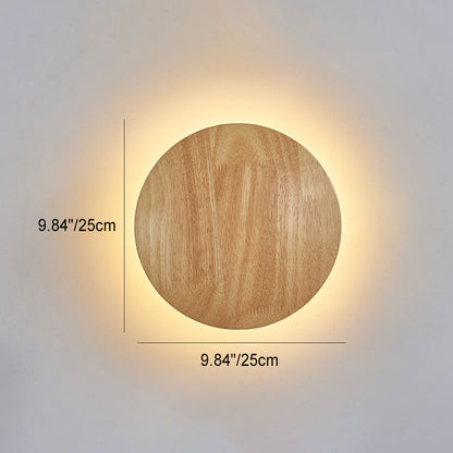 Skanto | Modern Minimalist Round Irregular Oval Wood LED Wall Lamp for Living Room