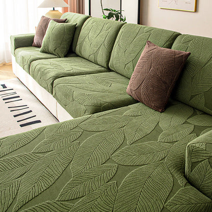 Skanto | Modern Leaf Jacquard Waterproof Anti-Scratch Stretch Full Cover Sofa Cover