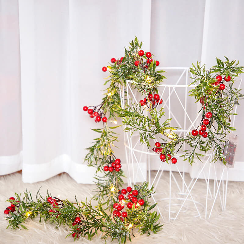 Skanto | Christmas Red Fruit Pine Needle LED Copper Wire Decorative Battery Lights
