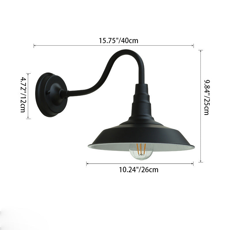 Skanto | Traditional Vintage Iron Round Shade 1-Light Wall Lamp For Dining Room