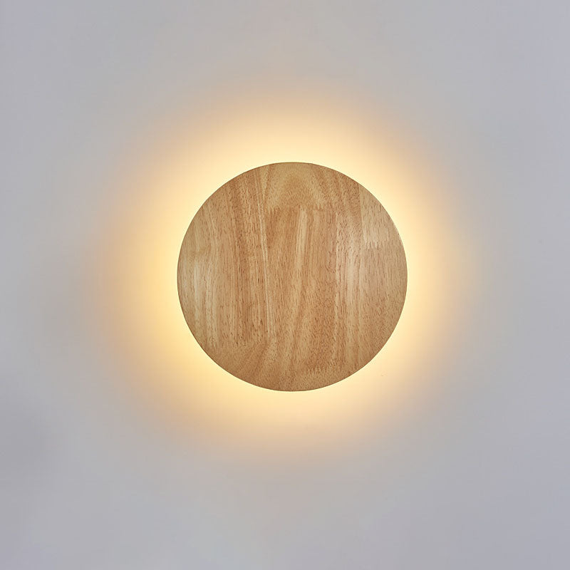 Skanto | Modern Minimalist Round Irregular Oval Wood LED Wall Lamp for Living Room