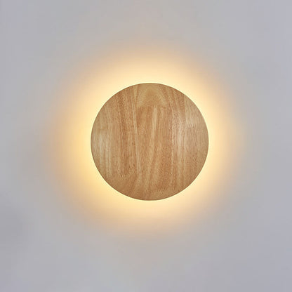 Skanto | Modern Minimalist Round Irregular Oval Wood LED Wall Lamp for Living Room