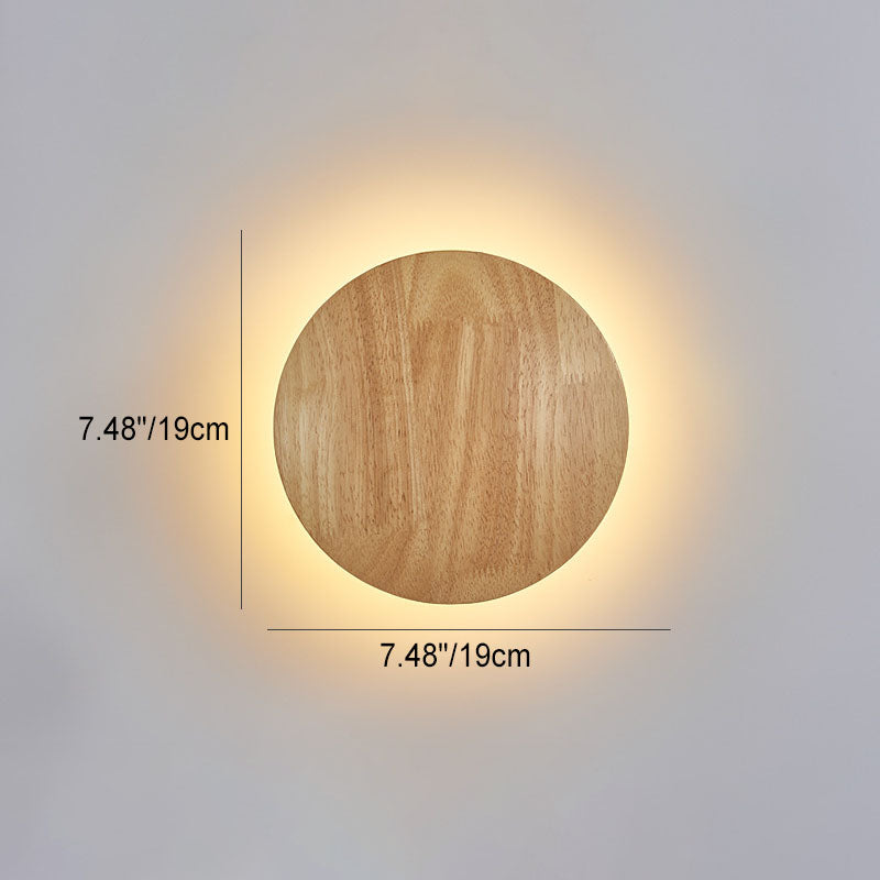 Skanto | Modern Minimalist Round Irregular Oval Wood LED Wall Lamp for Living Room