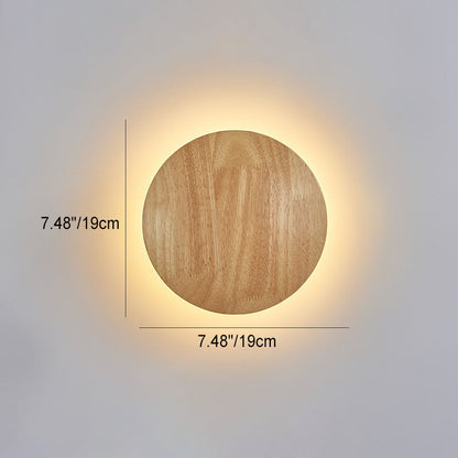 Skanto | Modern Minimalist Round Irregular Oval Wood LED Wall Lamp for Living Room