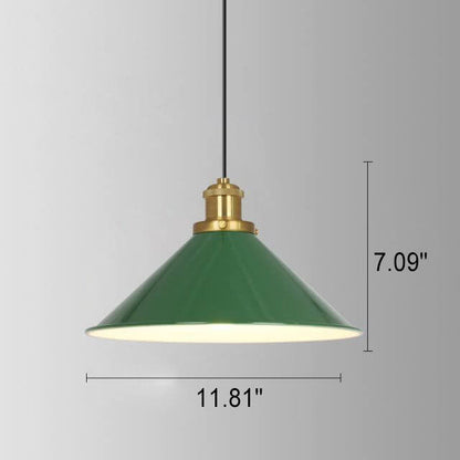 BowLift | RetroDome Industrial Vintage Pendant Light | Green Iron Dome Design | Single Light | Rustic Ceiling Lighting