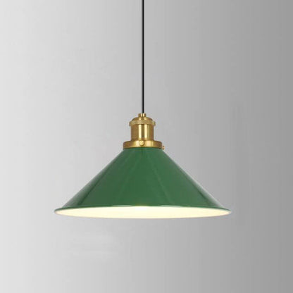 BowLift | RetroDome Industrial Vintage Pendant Light | Green Iron Dome Design | Single Light | Rustic Ceiling Lighting