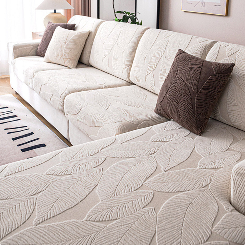 Skanto | Modern Leaf Jacquard Waterproof Anti-Scratch Stretch Full Cover Sofa Cover