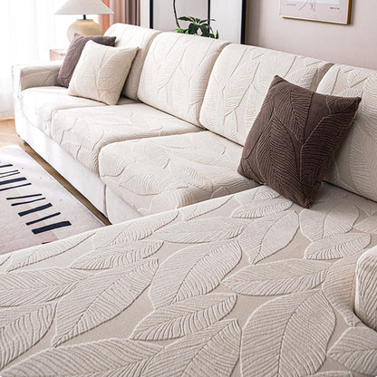Skanto | Modern Leaf Jacquard Waterproof Anti-Scratch Stretch Full Cover Sofa Cover