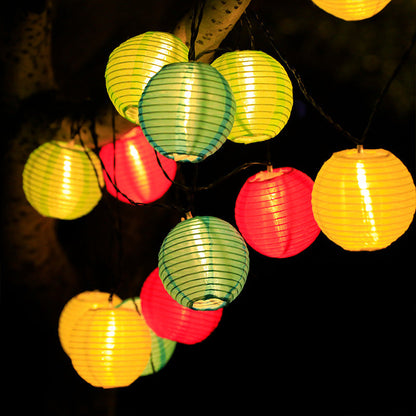 BowLift | Modern Art Deco Solar Waterproof Fabric Lantern Ball LED String Lights Outdoor Landscape Lights For Outdoor Patio