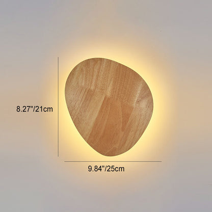 Skanto | Modern Minimalist Round Irregular Oval Wood LED Wall Lamp for Living Room