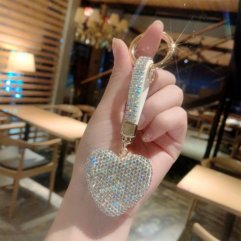 Rhinestone Heart Keychain