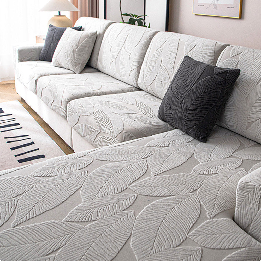 Skanto | Modern Leaf Jacquard Waterproof Anti-Scratch Stretch Full Cover Sofa Cover