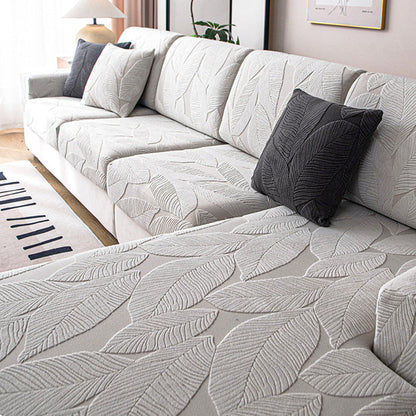Skanto | Modern Leaf Jacquard Waterproof Anti-Scratch Stretch Full Cover Sofa Cover