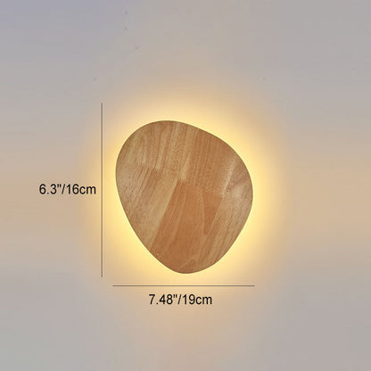Skanto | Modern Minimalist Round Irregular Oval Wood LED Wall Lamp for Living Room
