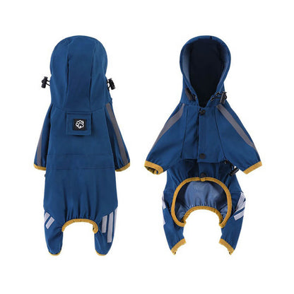 Skanto | Stylish Waterproof Adjustable Reflective Stripe Dog Raincoat with Hood