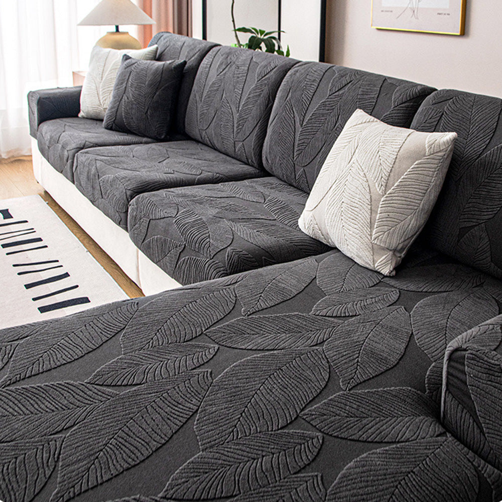 Skanto | Modern Leaf Jacquard Waterproof Anti-Scratch Stretch Full Cover Sofa Cover