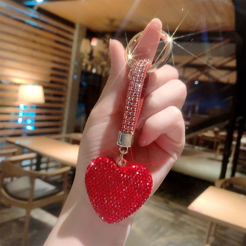 Rhinestone Heart Keychain
