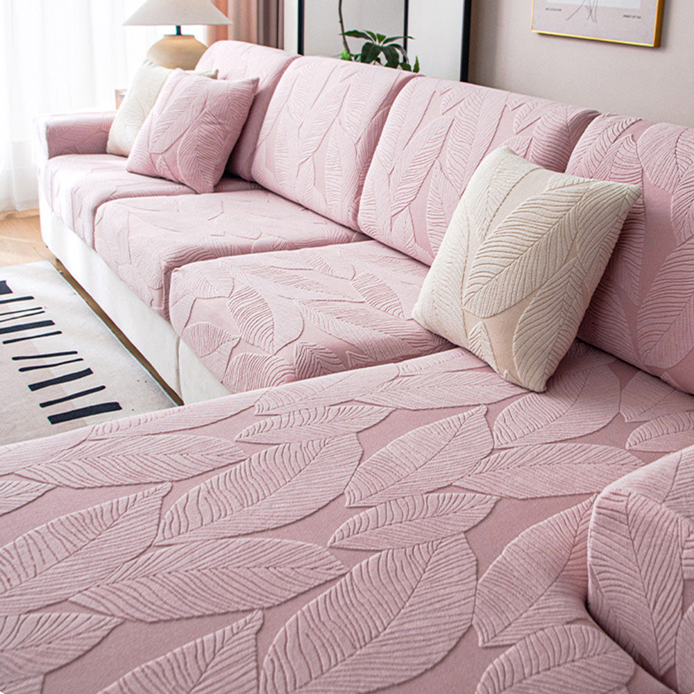 Skanto | Modern Leaf Jacquard Waterproof Anti-Scratch Stretch Full Cover Sofa Cover