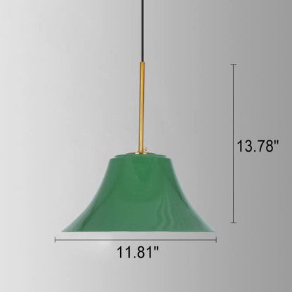 BowLift | RetroDome Industrial Vintage Pendant Light | Green Iron Dome Design | Single Light | Rustic Ceiling Lighting