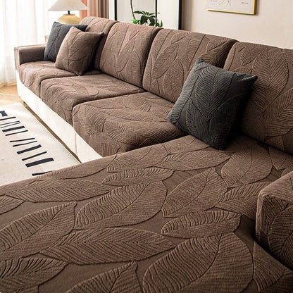 Skanto | Modern Leaf Jacquard Waterproof Anti-Scratch Stretch Full Cover Sofa Cover