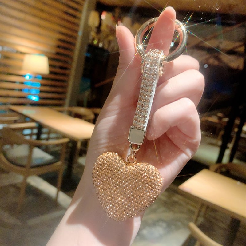 Rhinestone Heart Keychain
