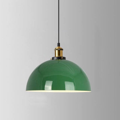 BowLift | RetroDome Industrial Vintage Pendant Light | Green Iron Dome Design | Single Light | Rustic Ceiling Lighting