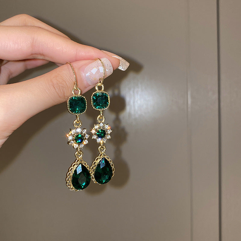 Skanto | Diamond-Studded Metal Long Tassel Earrings For Women