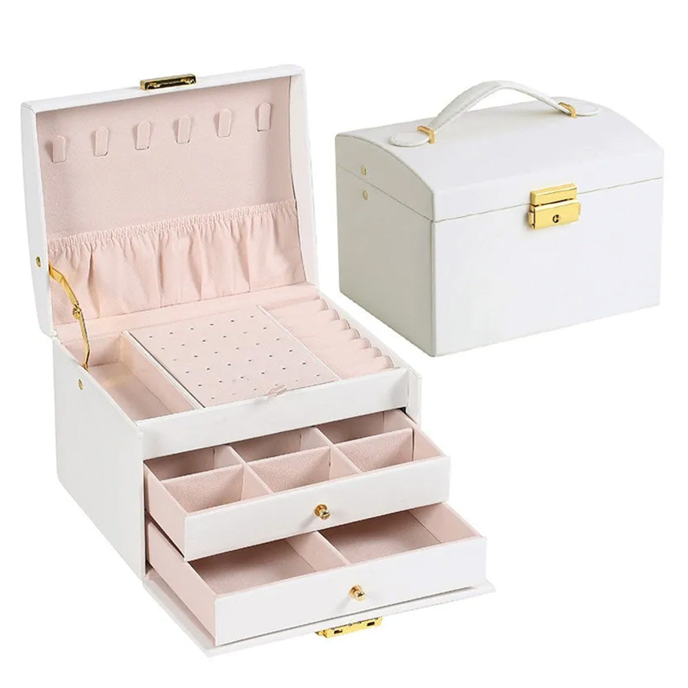 Skanto | Large Jewelry Box for Earrings and Necklaces Storage Holder Organizer for Women and Men With Drawers and Lock