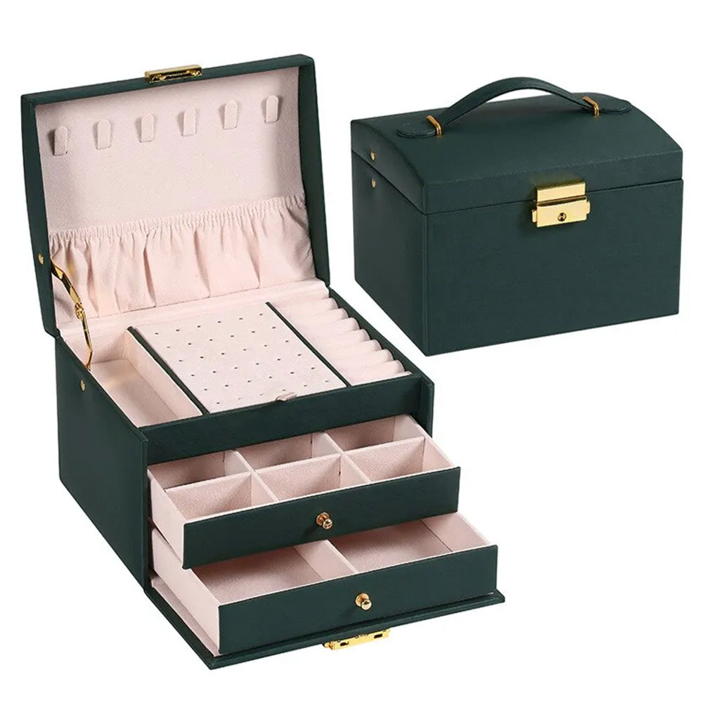 Skanto | Large Jewelry Box for Earrings and Necklaces Storage Holder Organizer for Women and Men With Drawers and Lock